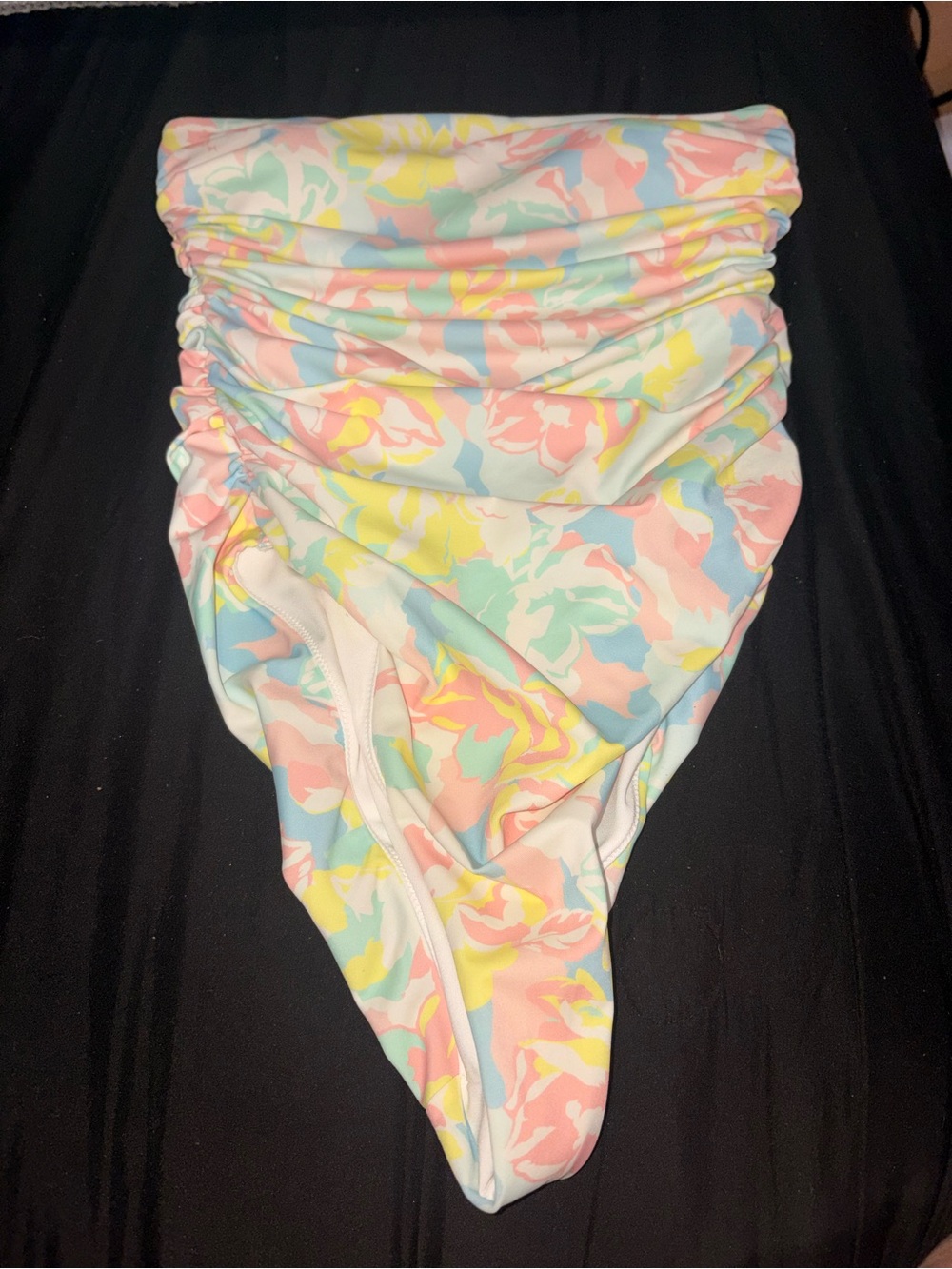 New No Tags Was Never Worn Pastel Floral High-Waist Ruched One Piece Swimsuit